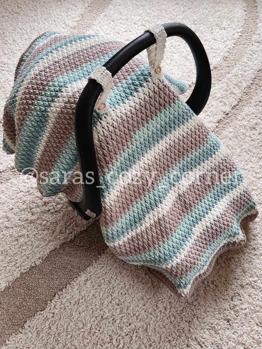 Crochet Car Seat Cover and Blanket to Keep Baby Warm • Craftdrawer, image size:1080x1439