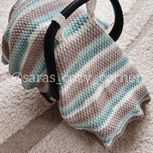 Patrón de manta de bebé original, patrón de crochet para funda de asiento de coche de bebé fácil y bonito, patrón de crochet para principiantes en PDF