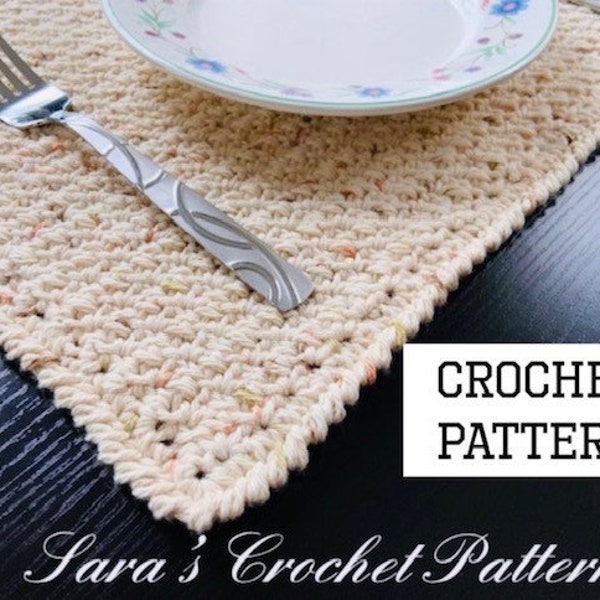 Crochet placemat pattern, PDF crochet pattern, crochet rectangular placemat, crochet cotton placemat, easy placemat pattern