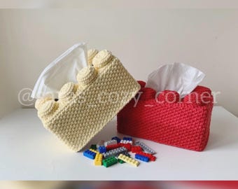 Brick Toy Crochet Tissue Box Cover Pattern, Easy PDF