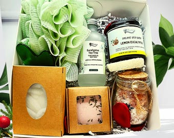 Botanical Spa Gift Set, Vegan Plant-Based Self Care Gift Box, Handmade Skincare Gift Set, Natural Gift for Her, Birthday Gift, Mother's Day