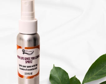 Lemon Citrus Room Spray 2.7 oz, Plant-Based Aromatherapy Air Freshener, Natural Lemon Spritz, Odor Eliminator, Eco Travel Size Fragrance