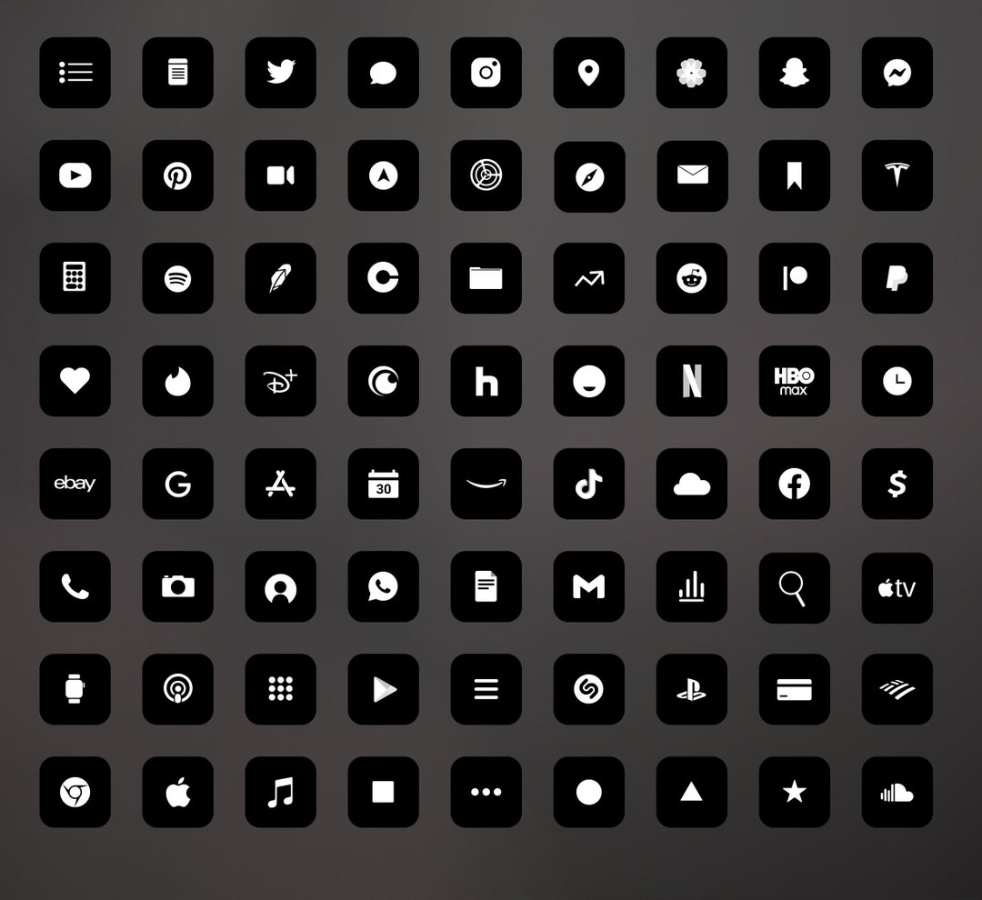 Minimalistic Ios Icon Pack 90 Four Colourways Black White - Etsy