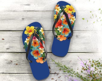 Chanclas tropicales de color azul intenso Sandalias listas para