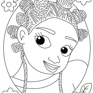 coloring page girls african american hairstyle