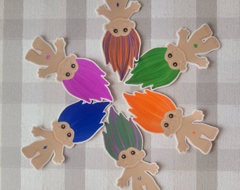 Retro Troll Doll- Vinyl Sticker Set