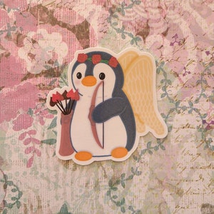 Valentine&#39;s Day Cupid Penguin - Vinyl Sticker