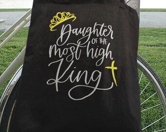 Conjunto de Bolsa Tote Filha do Rei Altíssimo - Bolsa Tote Cristã com Necessaire Combinando