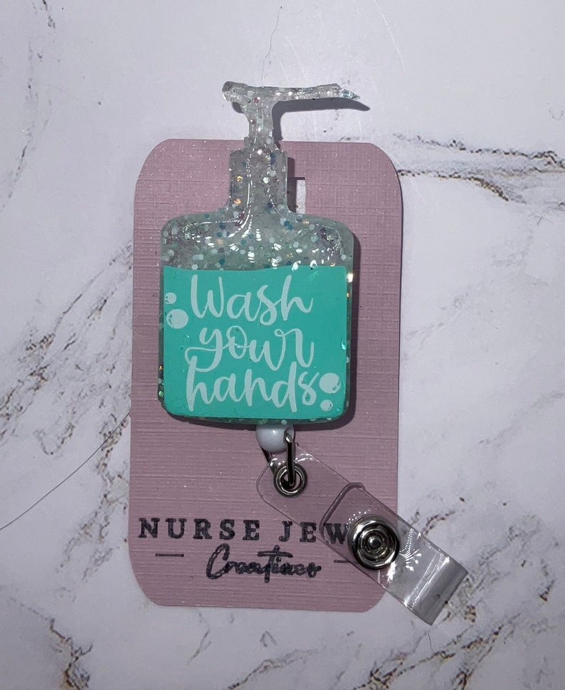 Wash Your Hands Soap/sanitizer Badge Reel Etsy