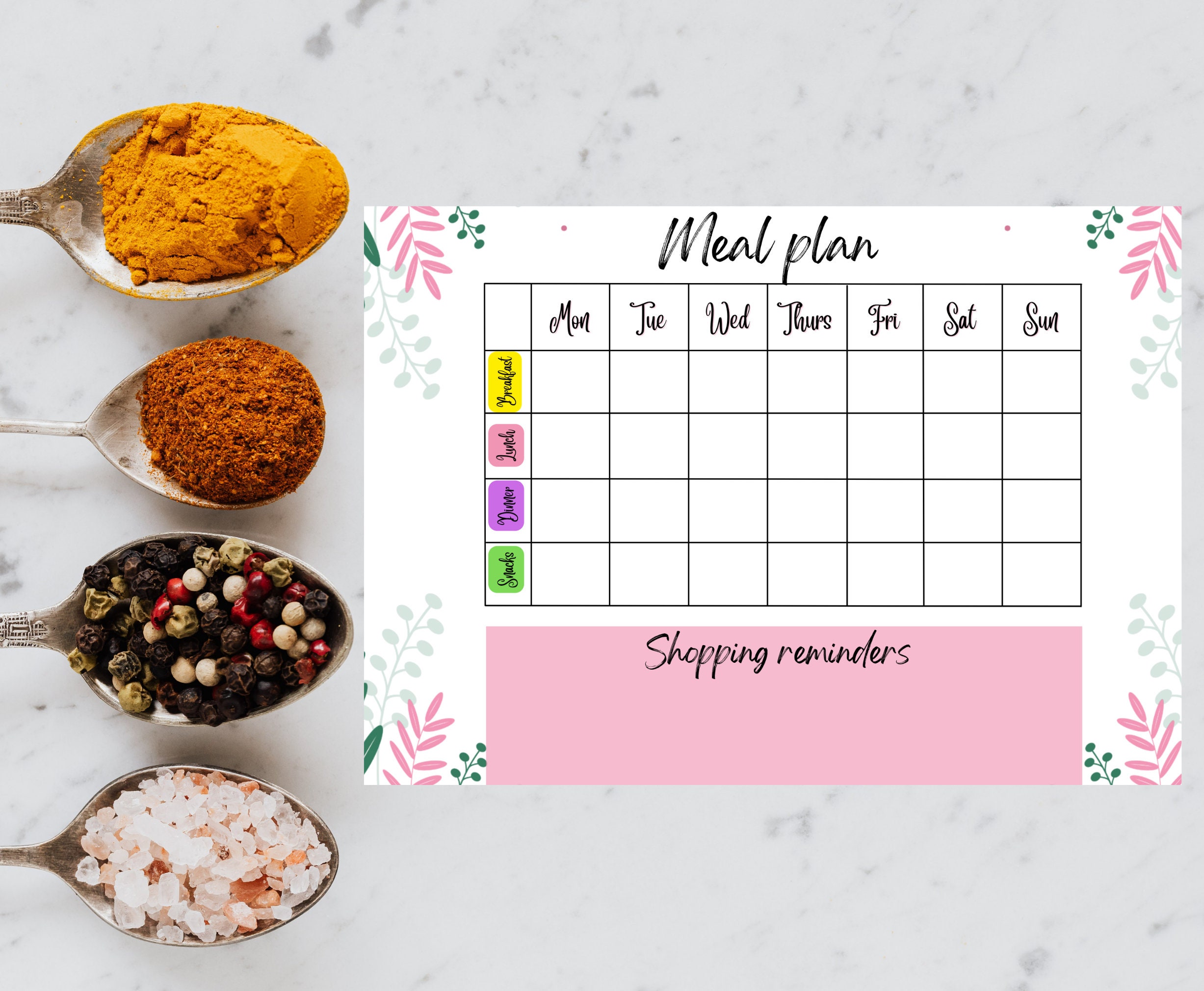 Weekly Meal Planner Printable INSTANT DOWNLOAD Weekly Menu - Etsy UK