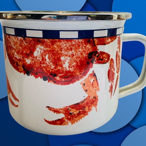 Crab House- 24 oz Grande Mug, 3.75 inch tall (Enamelware)-24 ounce Capacity-Partyware, Picnicware-Coastal Decor