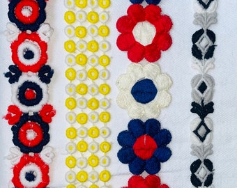 Vintage Sewing Trim or Bric-A-Brac-4 Different Styles-Various Lengths-Mid Century-Daisies-Polka Dots-DIY Sewing Projects-Price DROPPED