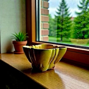 Vintage Hull Pottery Leaf Pattern Jardinière Planter-H #138-Golden Amber-Art Deco Style