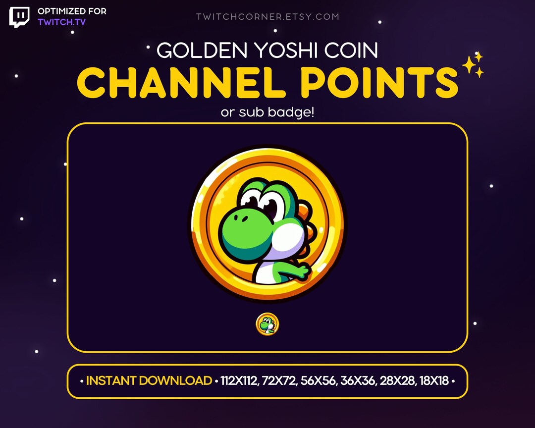 Gold Yoshi Coin Channel Points Icon for Twitch Gold Yoshi Sub Badge