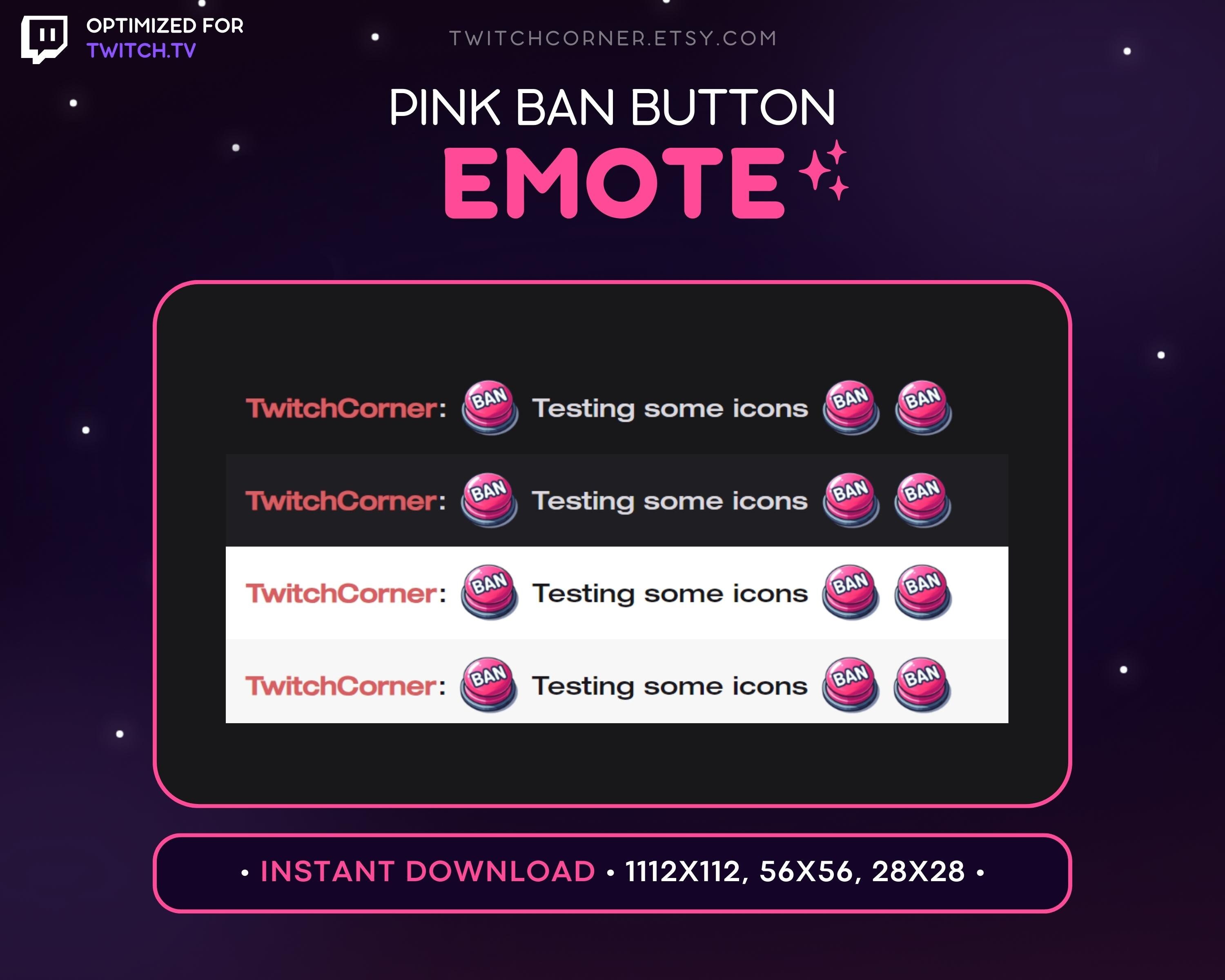 Pink Ban Button Emote Pink Ban Twitch Emote Banning Emote - Etsy