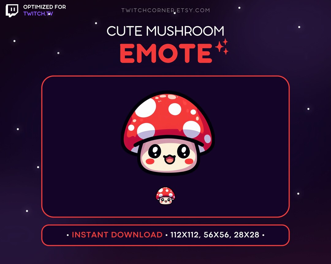 Cute Mushroom Twitch Emote Muschroom Emote for Streamers, Mushroom