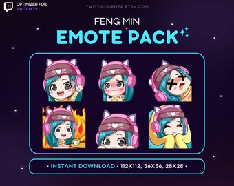 Feng Min Twitch Emote Pack - Cute Feng Min Discord Emote, Feng Min Wave, Comfy, Lurk, Shy Dead by Daylight Emote Twitch, DBD Killer Survivor