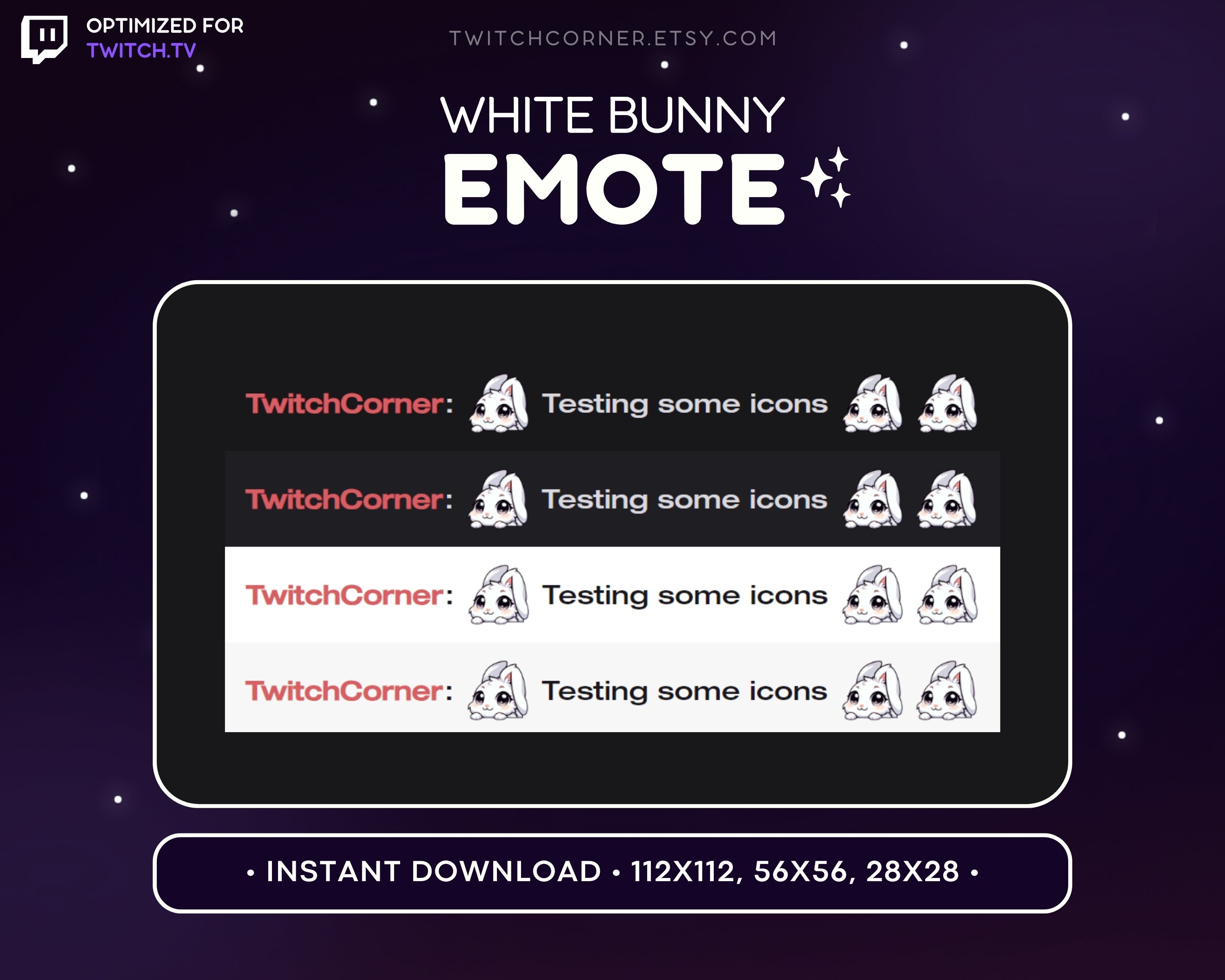 Computer Emote White Cute White Bunny Emote for Twitch Kawaii Bunny Twitch Emote, Discord ...