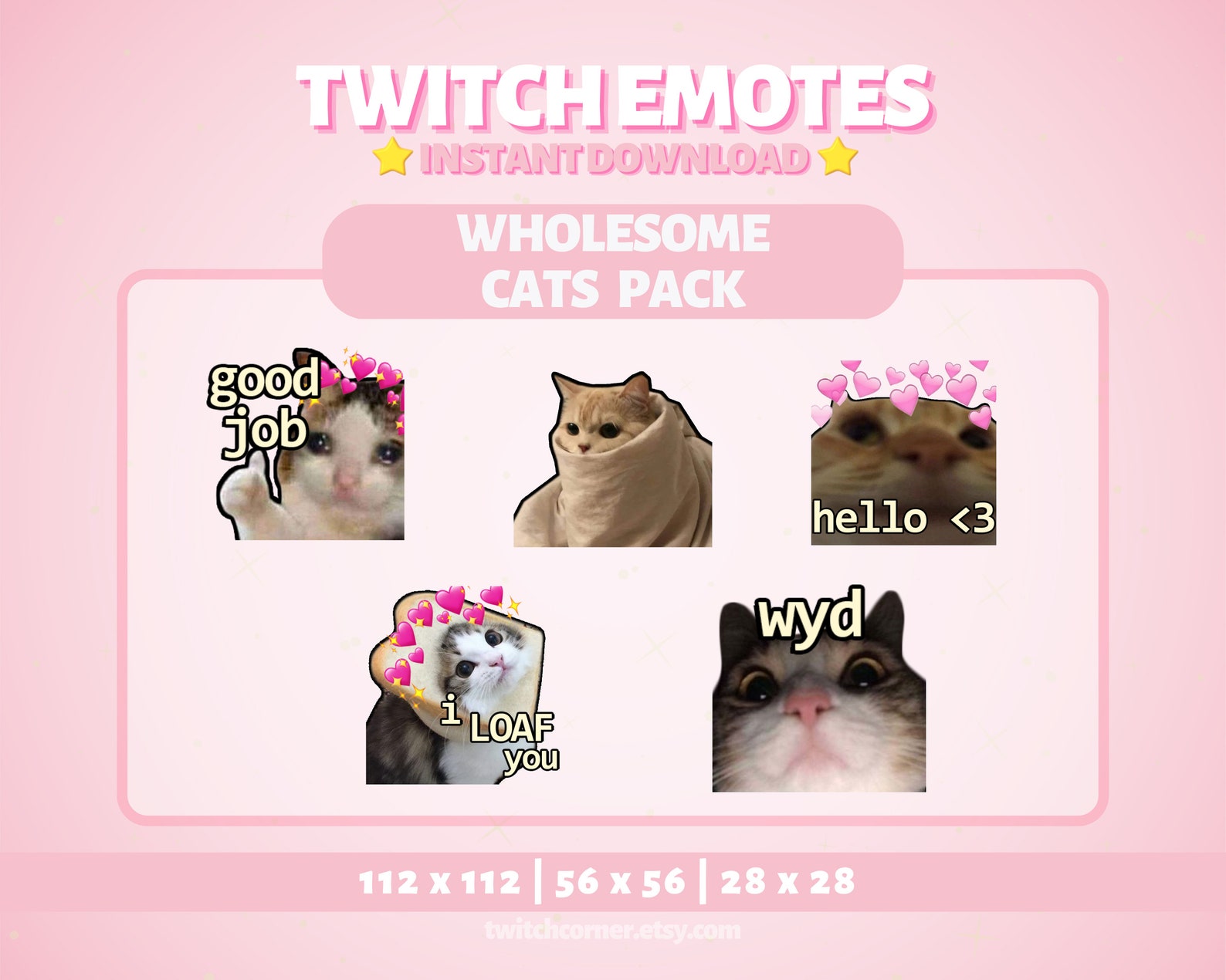 Twitch Emote 5x Wholesome Cats Emote Pack Twitch Streamer Etsy