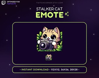 Cute Stalker Cat Twitch Emote  - Kawaii Cat Emote for Twitch, Cute Camera Cat Emote Twitch, Hiding Cat Emote, Caught in 4K Emote