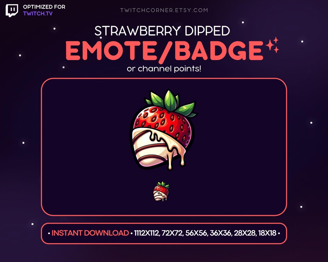 Strawberry Covered in Chocolate Twitch Emote Strawberry Sub - Etsy