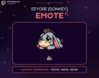 Eeyore Twitch Emote - Winnie The Pooh Emote Twitch, Donkey Emote for Twitch, Donkey Discord Emote, Eeyore Donkey Emote Twitch