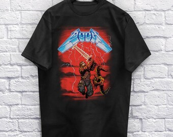 Rip the Lightning Classic T-Shirt Unisex (For Men and Women) Demon Shirt Heavy Metal Shirts. Metalhead Shirt Music Tee Retro Gaming