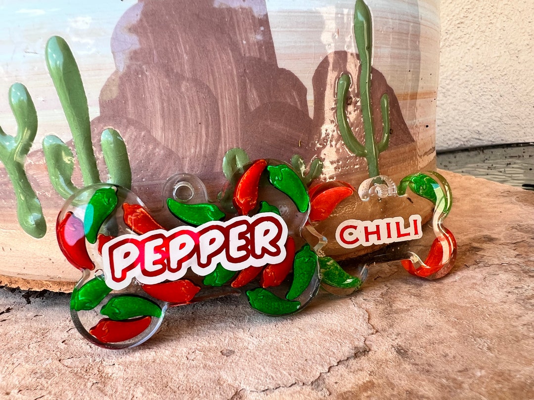 Chili Pepper Dog Tag Resin Bone Shaped Dog ID Tag Custom Pet ID Name