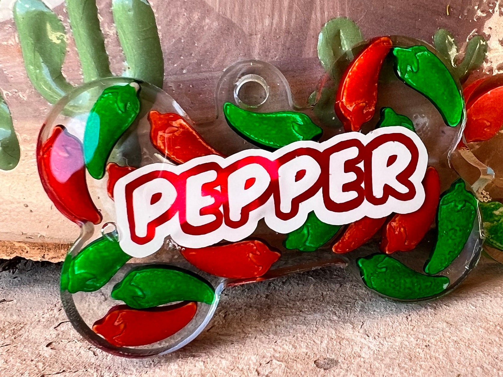 Chili Pepper Dog Tag Resin Bone Shaped Dog ID Tag Custom Pet ID Name