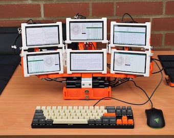 Six 5.5" Display Raspberry Pi 4 workstation case  -- Digital version for 3D printing (.3mf, .stl and .gcode)