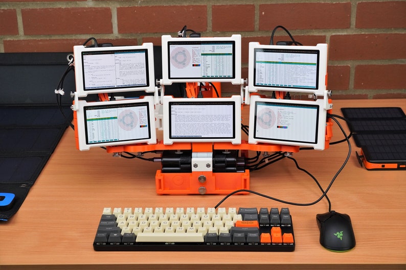 Six 5.5 Display Raspberry Pi 4 workstation case Digital version for 3D printing .3mf, .stl and .gcode image 1