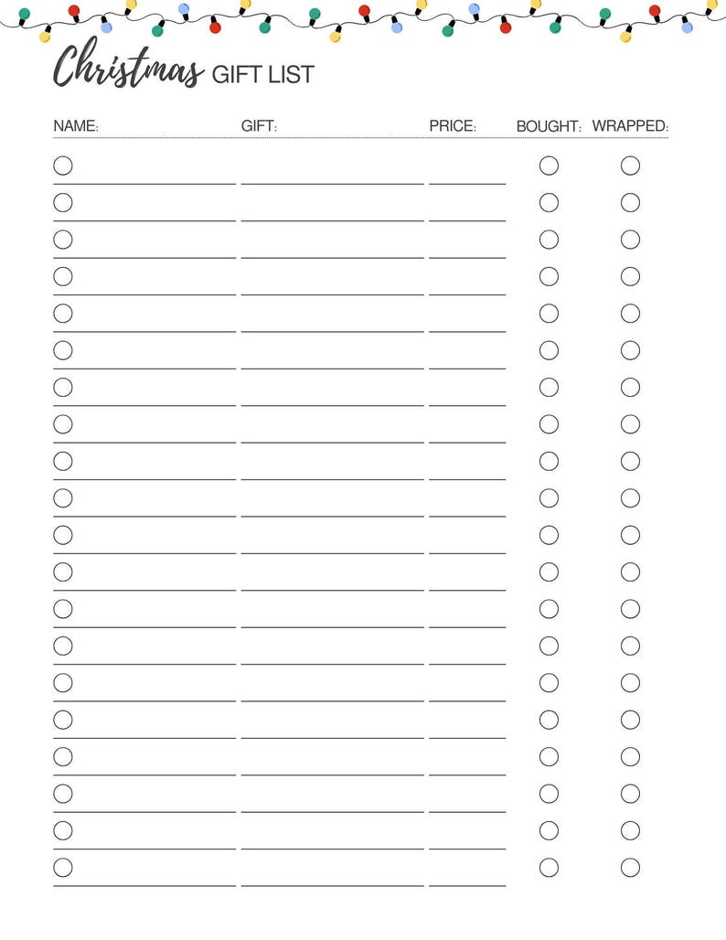 Christmas Gift List, Printable and Customizable Canva Christmas Gift ...