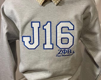 Sudadera bordada J16, Hermandad, J16, Día de los Fundadores, Sudadera Zeta Phi Beta