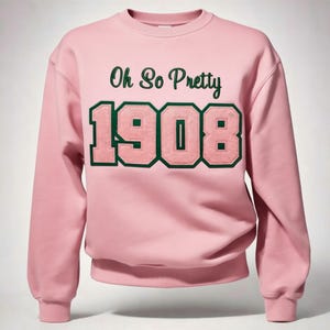 Sudadera 1908 bordada y chenilla de la hermandad, J15, Día de los Fundadores, Sudadera o cuello redondo, Chicas guapas