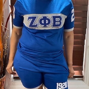 Zeta Phi Beta embroidered short set