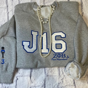 J16 Embroidered Sweatshirt, Sorority,J16, Founders day,  Zeta Phi Beta Sweatshirt