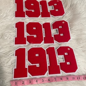 Delta Sigma Theta patch|1913 Chenille Patch|Red and white | devastated | Iron on patch|number patch|DST patch