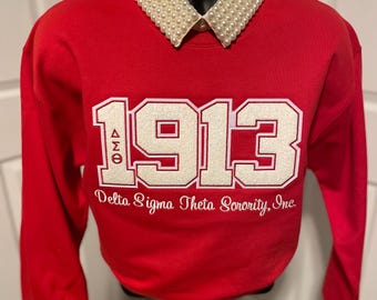 Sweat-shirt Delta Sigma Theta, 1913, J13, sororité, sweat-shirt brodé Delta ou col rond, diva dévastée