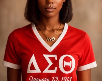 Delta Sigma Theta embroidered unisex v neck shirt