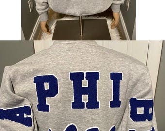 Zeta Phi Beta 1920 chenille sweatshirt, J16, Sorority, Zeta , Crest Embroidered Sweatshirt/Crewneck/so sweet/finer womanhood