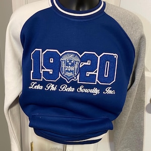Zeta Phi Beta chenille patch sweatshirt , 1920, J16, Sorority, Zeta , Crest Embroidered Sweatshirt/Crewneck/so sweet/finer womanhood