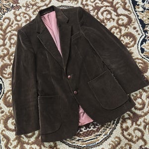 Baycrest 90s Does 70s Dark Brown Corduroy Blazer Suit Jacket Coat Retro 1990