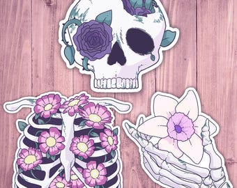 Floral Bones - Holographic Stickers