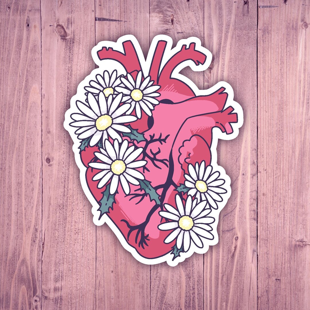 Floral Heart Sticker - Etsy