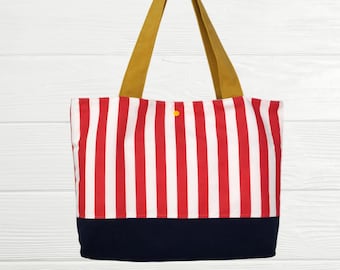 Sac fourre-tout à rayures fait main : sac à bandoulière végétalien coloré