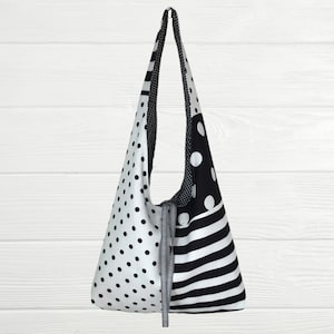 BOHO-Tasche, stilvolle Umhängetasche, weicher und lässiger Stil für Frauen, Hobo-Tasche aus Stoff, Geschenk für Naturliebhaber, vegane Tasche