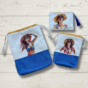 Nasse trockene Tasche, personalisierte Reisetasche, Baumwollbadeanzug-Tasche, Reise-Wäschetasche, Dessous-Tasche, Reise-Accessoires, Happy Woman Design
