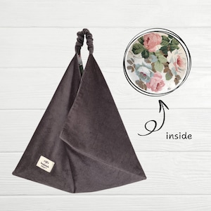 Cord JAPANISCHE ORIGAMI TASCHE, große Dreieck-Einkaufstasche, Bento-Tasche, Einkaufstasche für Frauen, stilvolles Oma Geschenk