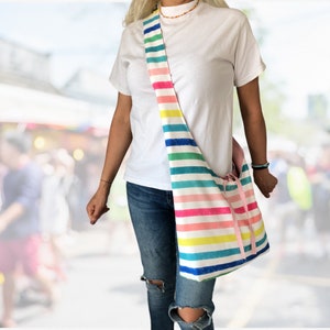 Striped Crossbody Hobo Bag: Colorful Boho Tote