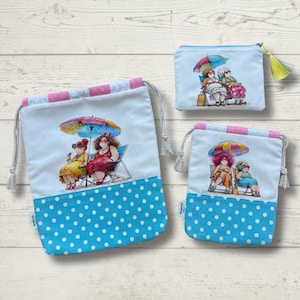 Nasse Trockentasche, personalisierte Reisetasche, Baumwollbadeanzugtasche, Reisewäschetasche, Wäschetasche, Reisezubehör, kurvige Damen Design